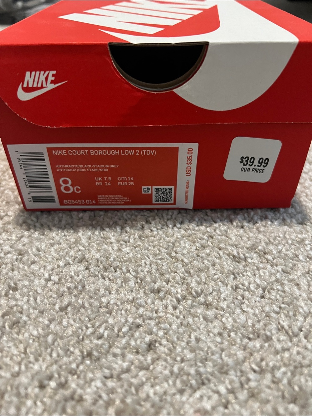 Nike Kids Black and Gray Hook-and-Loop Sneakers - Picture 6 of 6